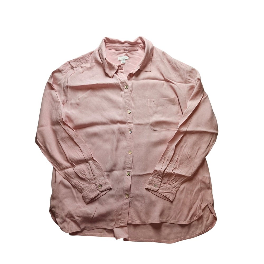 J. Jill Womens‎ 1X Pink Rayon Button Down Long Sleeve Blouse Shirt RN 97641